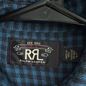 Ralph Lauren Double RL Blue and Black Casual Button Down Shirt